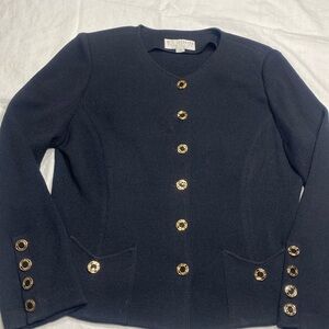 classic ST JOHN COLLECTION knit jacket WOMENS black gold 12 medium EC vtg
